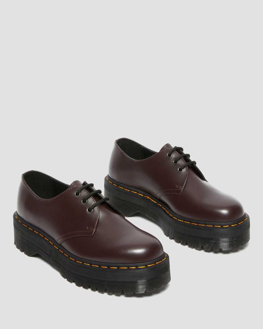 DR MARTENS 1461 Smooth Leather Platform Shoes BURGUNDY SMOOTH