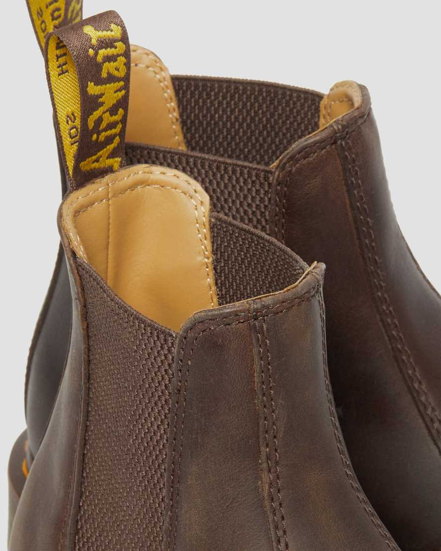 DR MARTENS 2976 Yellow Stitch Crazy Horse Leather Chelsea Boots