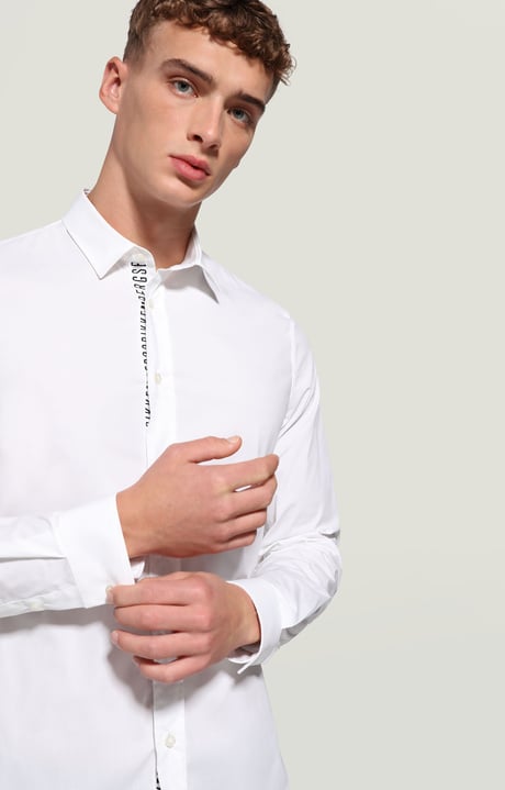 Mens slim fit shirt with matching tape | WHITE | Bikkembergs