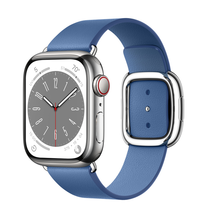 Azure Apple Watch Series 8 Silver Stainless Steel Case with Modern Buckle