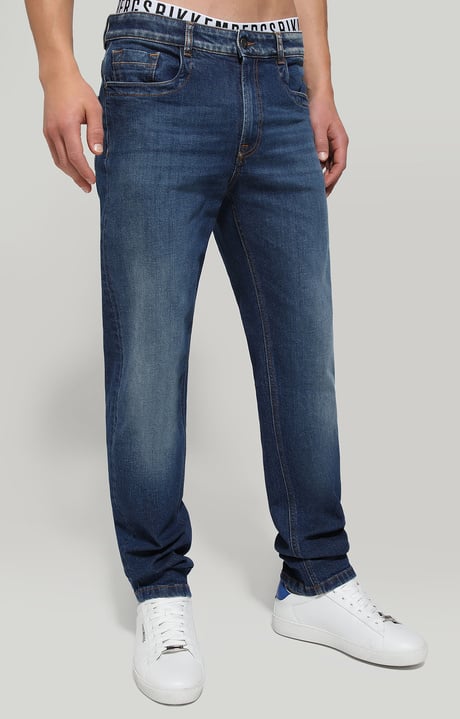 Mens jeans regular fit with tape | BLUE | Bikkembergs