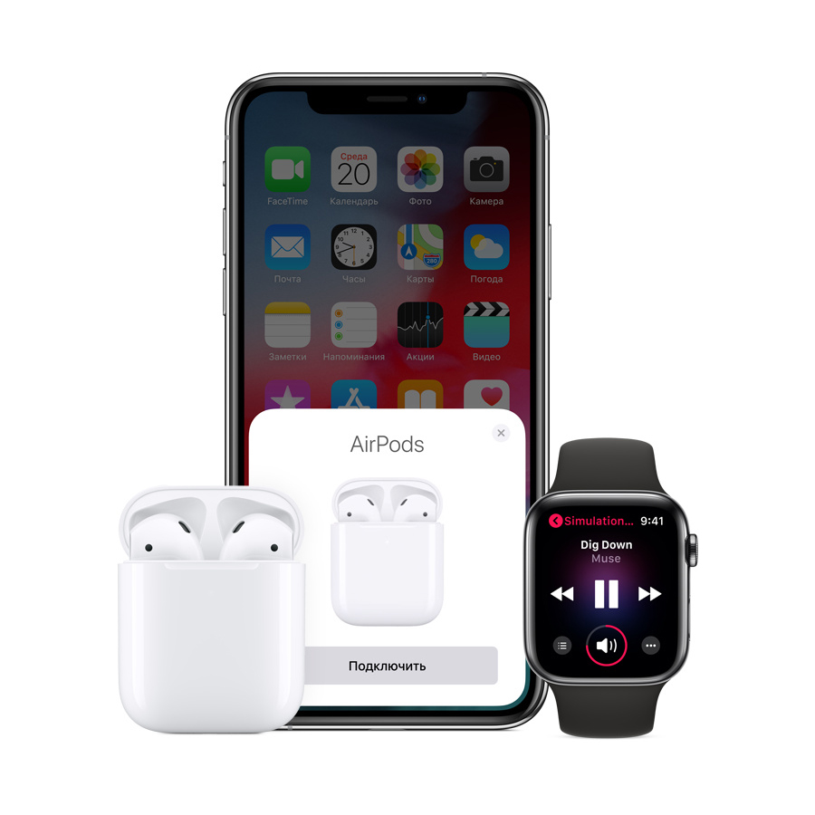 Apple AirPods with Charging Case в Зарядном Футляре Белые