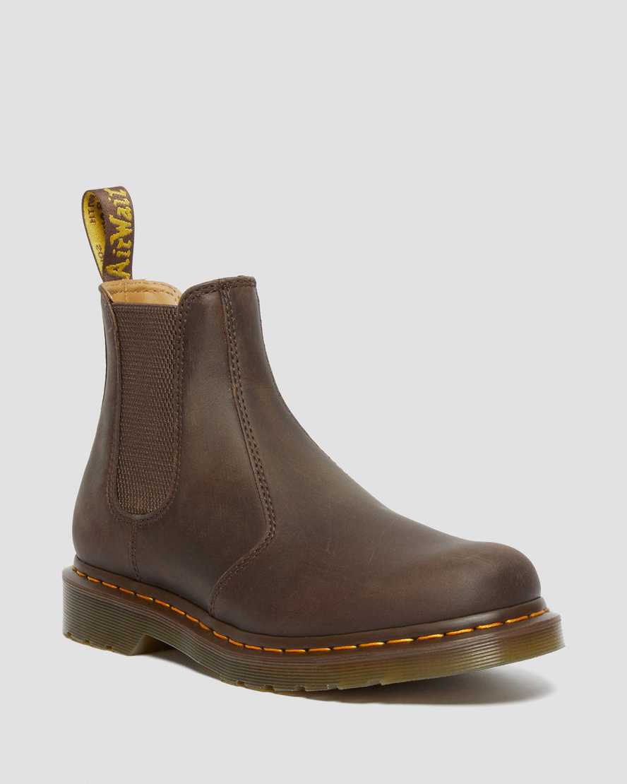DR MARTENS 2976 Yellow Stitch Crazy Horse Leather Chelsea Boots