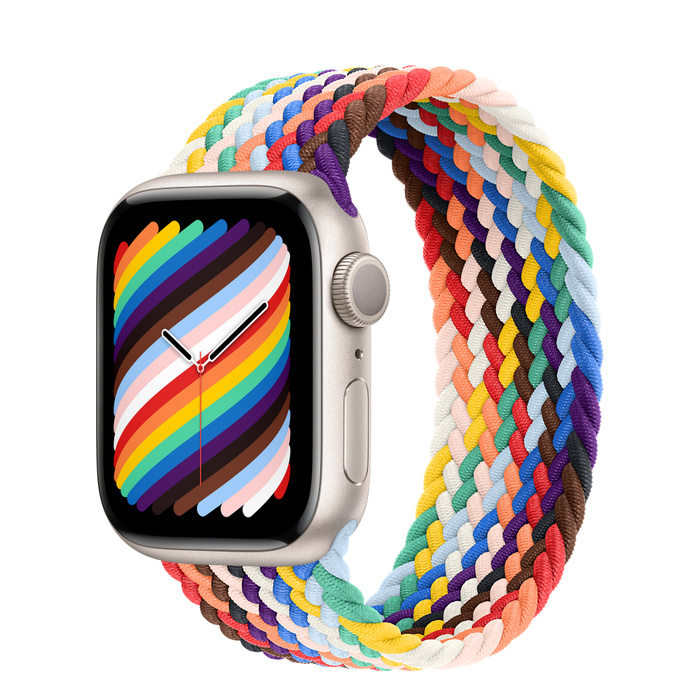 Pride Edition Apple Watch Series 8 Starlight Aluminum Case with Braided Solo Loop