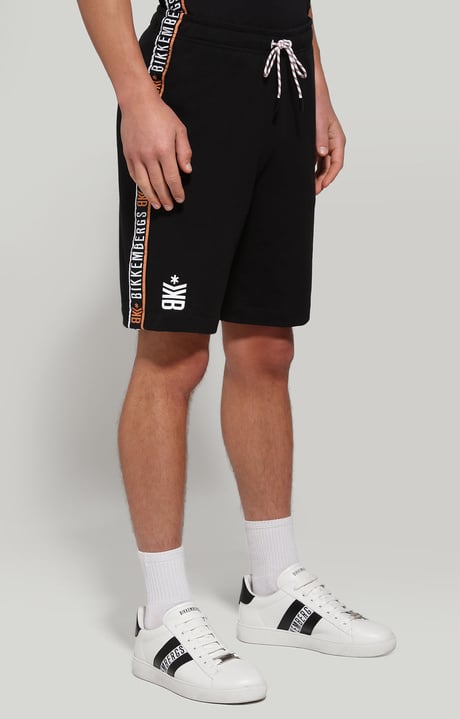 Mens shorts with jacquard tape | BLACK | Bikkembergs
