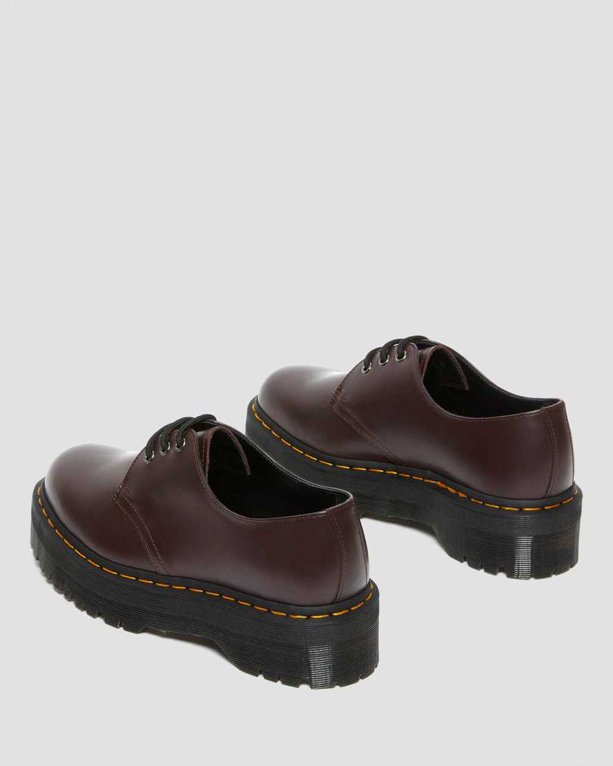 DR MARTENS 1461 Smooth Leather Platform Shoes BURGUNDY SMOOTH