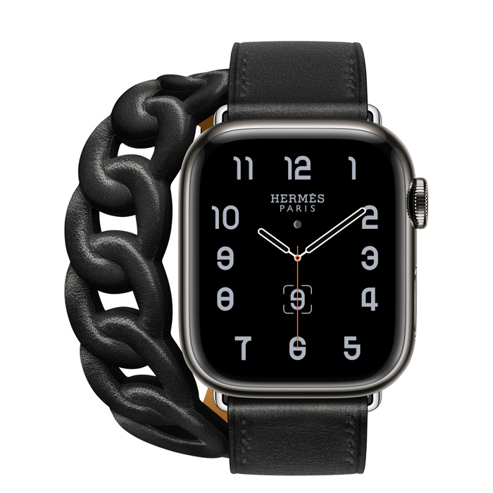 Apple Watch Hermes Series 8 GPS + Cellular 41 mm Space Black Stainless Steel Case with Gourmette Double Tour